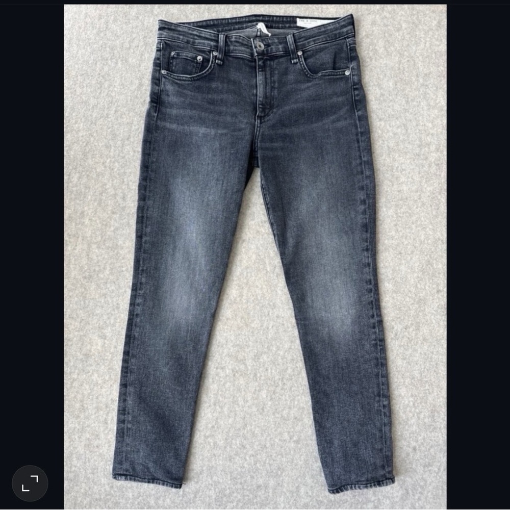 Rag Bone Cate Mid Rise Skinny Ankle Cropped Jean Black Opal Wash Womens 30